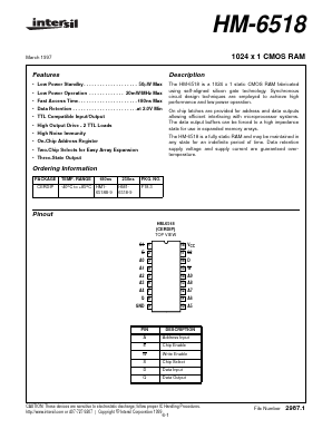 HM-6518B-9 Datasheet PDF Intersil