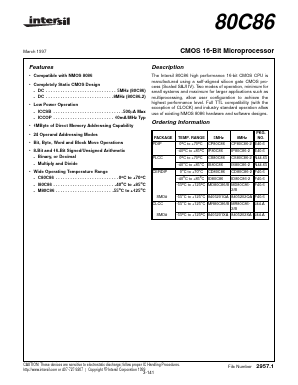 MR80C86/B Datasheet PDF Intersil