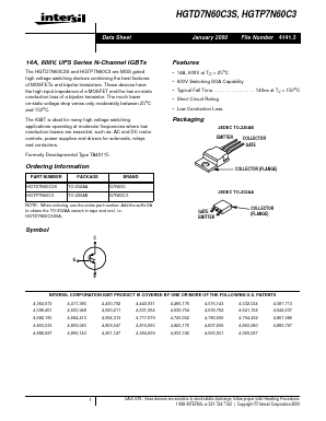 G7N60C3 Datasheet PDF Intersil