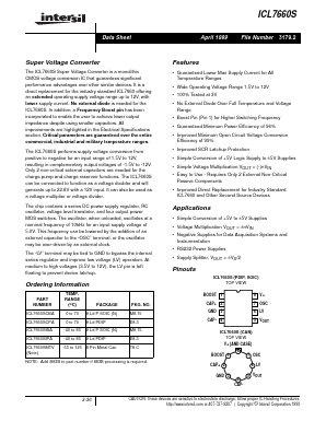 ICL7660S Datasheet PDF Intersil