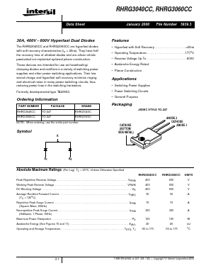 RHRG3040C Datasheet PDF Intersil