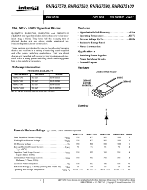 RHRG7580 Datasheet PDF Intersil