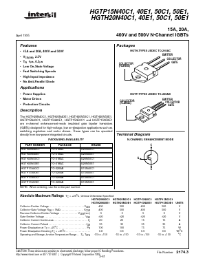 HGTH20N50C1 Datasheet PDF Intersil