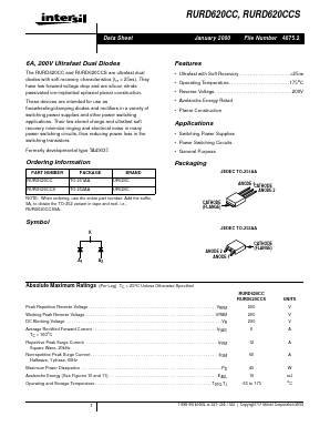 RURD620CCS Datasheet PDF Intersil