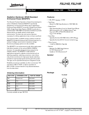 FSL214R Datasheet PDF Intersil