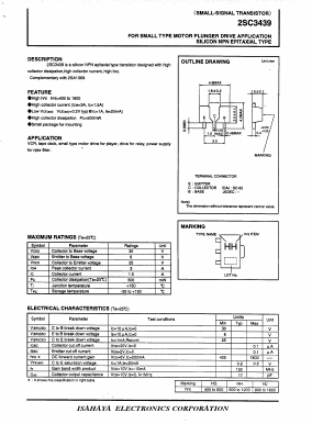 2SC3439 Datasheet PDF Isahaya Electronics