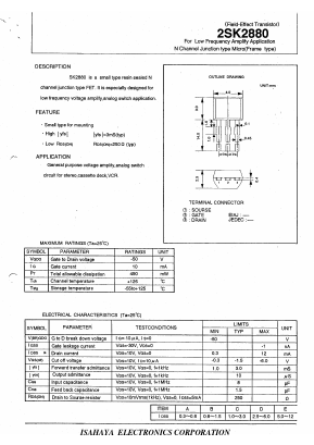 K2880 Datasheet PDF Isahaya Electronics