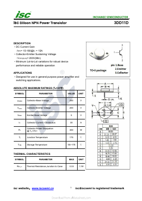 3DD11D Datasheet PDF Inchange Semiconductor