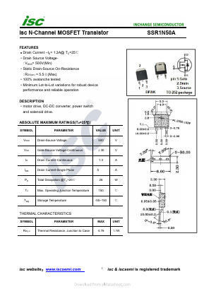SSR1N50A Datasheet PDF Inchange Semiconductor