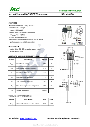 SSU4N60A Datasheet PDF Inchange Semiconductor