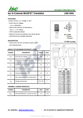K1006 Datasheet PDF Inchange Semiconductor