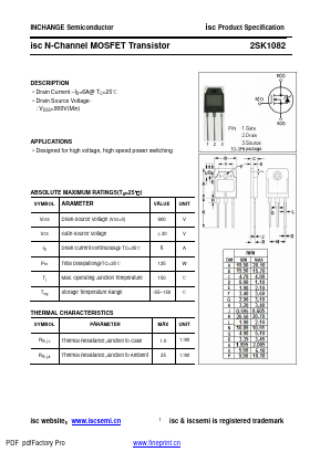 2SK1082 Datasheet PDF Inchange Semiconductor