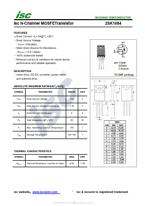 2SK1084 Datasheet PDF Inchange Semiconductor