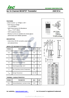 K1814 Datasheet PDF Inchange Semiconductor
