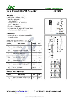 2SK1270 Datasheet PDF Inchange Semiconductor