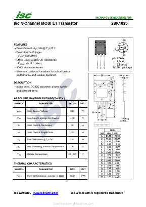 K1629 Datasheet PDF Inchange Semiconductor