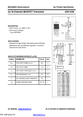 K1638 Datasheet PDF Inchange Semiconductor