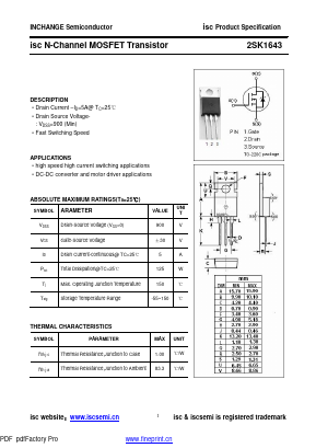 K1643 Datasheet PDF Inchange Semiconductor