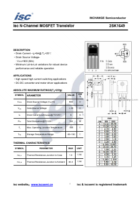 K1649 Datasheet PDF Inchange Semiconductor