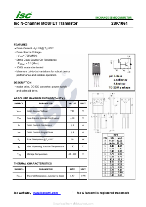 K1664 Datasheet PDF Inchange Semiconductor