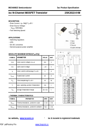 K2022-01M Datasheet PDF Inchange Semiconductor