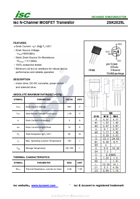 K2029L Datasheet PDF Inchange Semiconductor