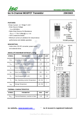 2SK3069 Datasheet PDF Inchange Semiconductor