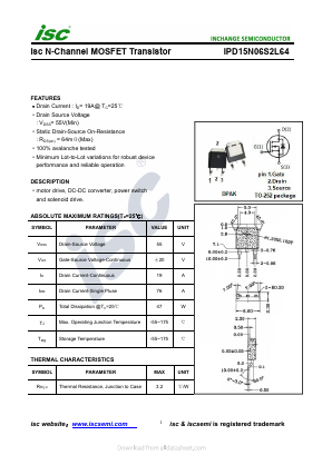 IPD15N06S2L64 Datasheet PDF Inchange Semiconductor