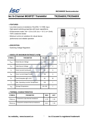 TK25A60X Datasheet PDF Inchange Semiconductor