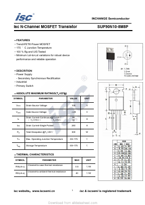 SUP90N10-8M8P Datasheet PDF Inchange Semiconductor