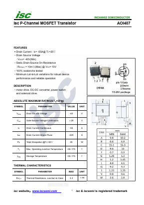 AOI407 Datasheet PDF Inchange Semiconductor
