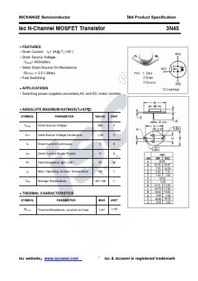 3N45-TO-3 Datasheet PDF Inchange Semiconductor