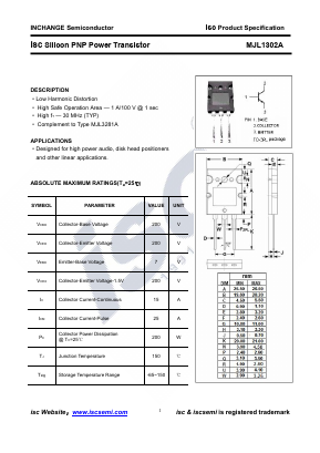 MJL1302A Datasheet PDF Inchange Semiconductor
