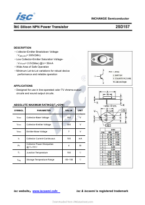 2SD157 Datasheet PDF Inchange Semiconductor