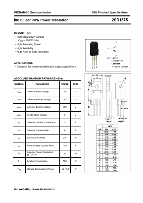 2SD1575 Datasheet PDF Inchange Semiconductor