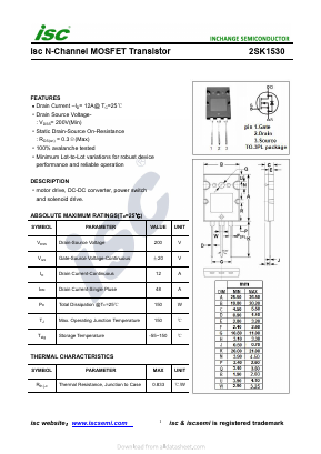 K1530 Datasheet PDF Inchange Semiconductor