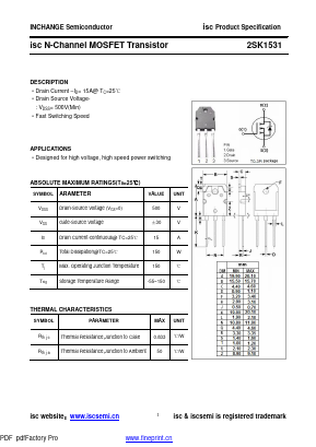 K1531 Datasheet PDF Inchange Semiconductor