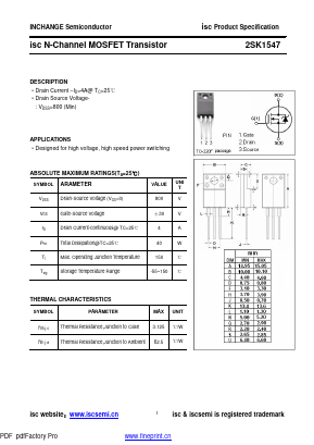 K1547 Datasheet PDF Inchange Semiconductor