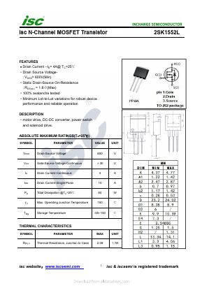 2SK1552L Datasheet PDF Inchange Semiconductor