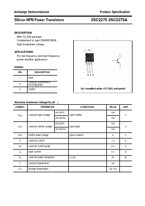 2SC2275 Datasheet PDF Inchange Semiconductor
