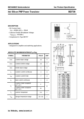 BD738 Datasheet PDF Inchange Semiconductor