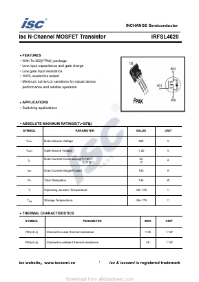 IRFSL4620 Datasheet PDF Inchange Semiconductor