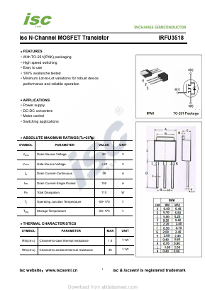 IRFU3518 Datasheet PDF Inchange Semiconductor