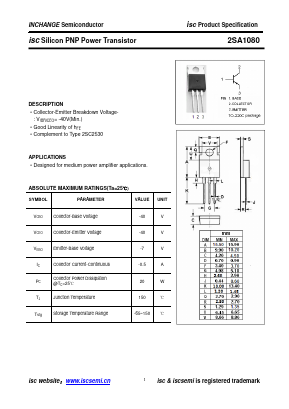 2SA1080 Datasheet PDF Inchange Semiconductor