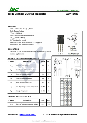 AOK10N90 Datasheet PDF Inchange Semiconductor