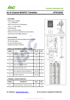 IXTK33N50-TO-3PL Datasheet PDF Inchange Semiconductor