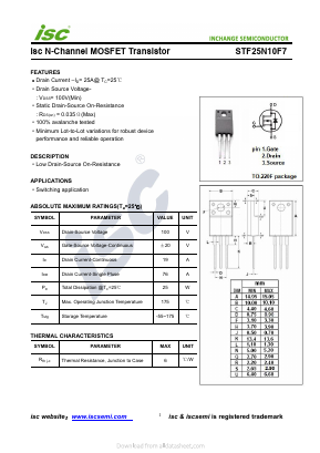 STF25N10F7 Datasheet PDF Inchange Semiconductor