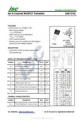 K1316L Datasheet PDF Inchange Semiconductor