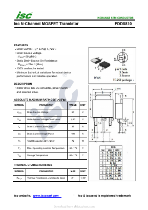 FDD5810 Datasheet PDF Inchange Semiconductor