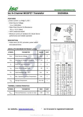 SSI5N80A Datasheet PDF Inchange Semiconductor